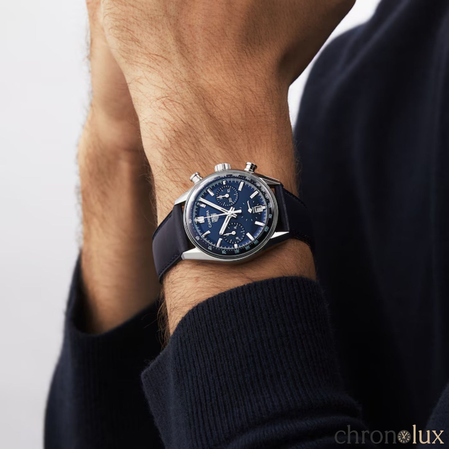TAG HEUER CARRERA CHRONOGRAPH LEATHER - BLUE