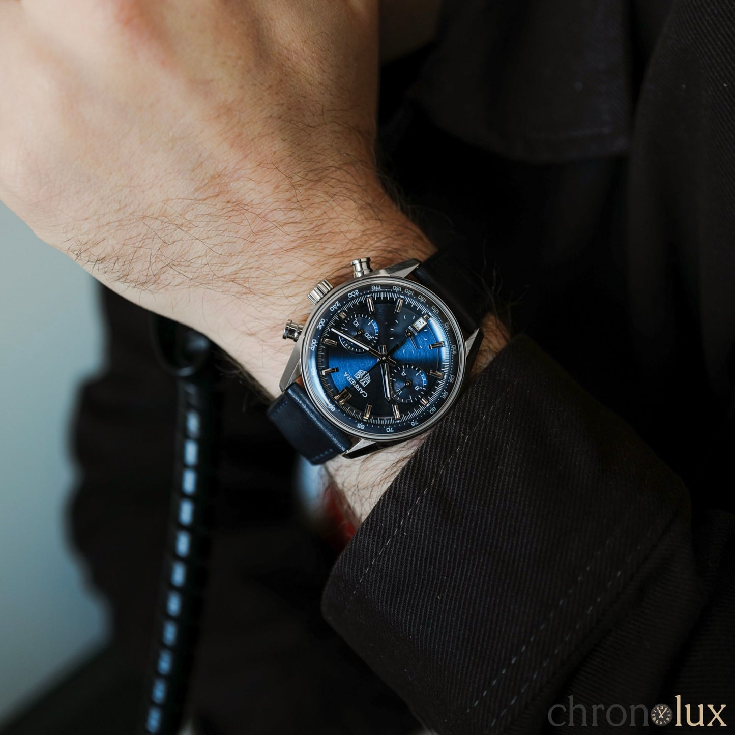 TAG HEUER CARRERA CHRONOGRAPH LEATHER - BLUE