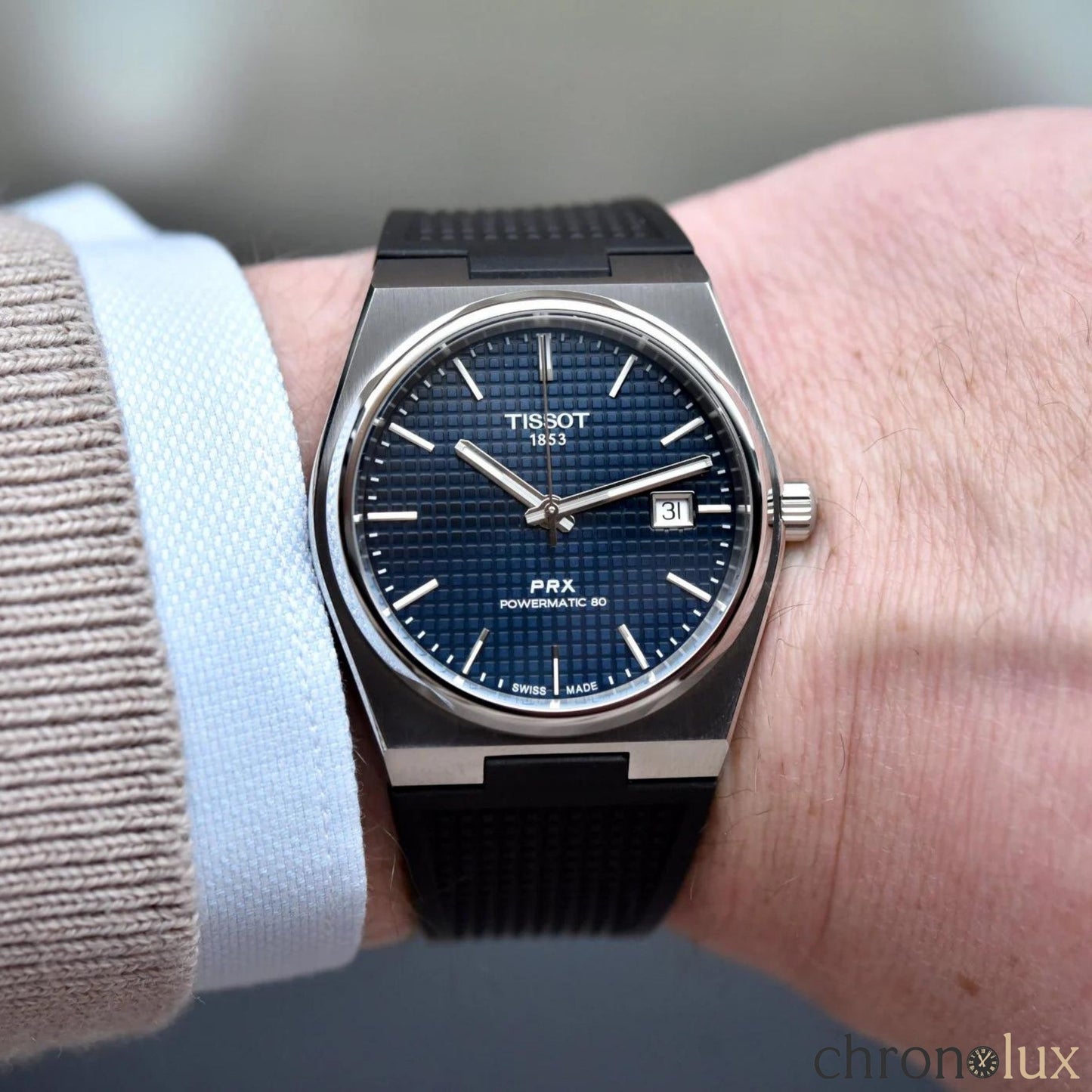 TISSOT PRX POWERMATIC RUBBER 40MM - BLUE