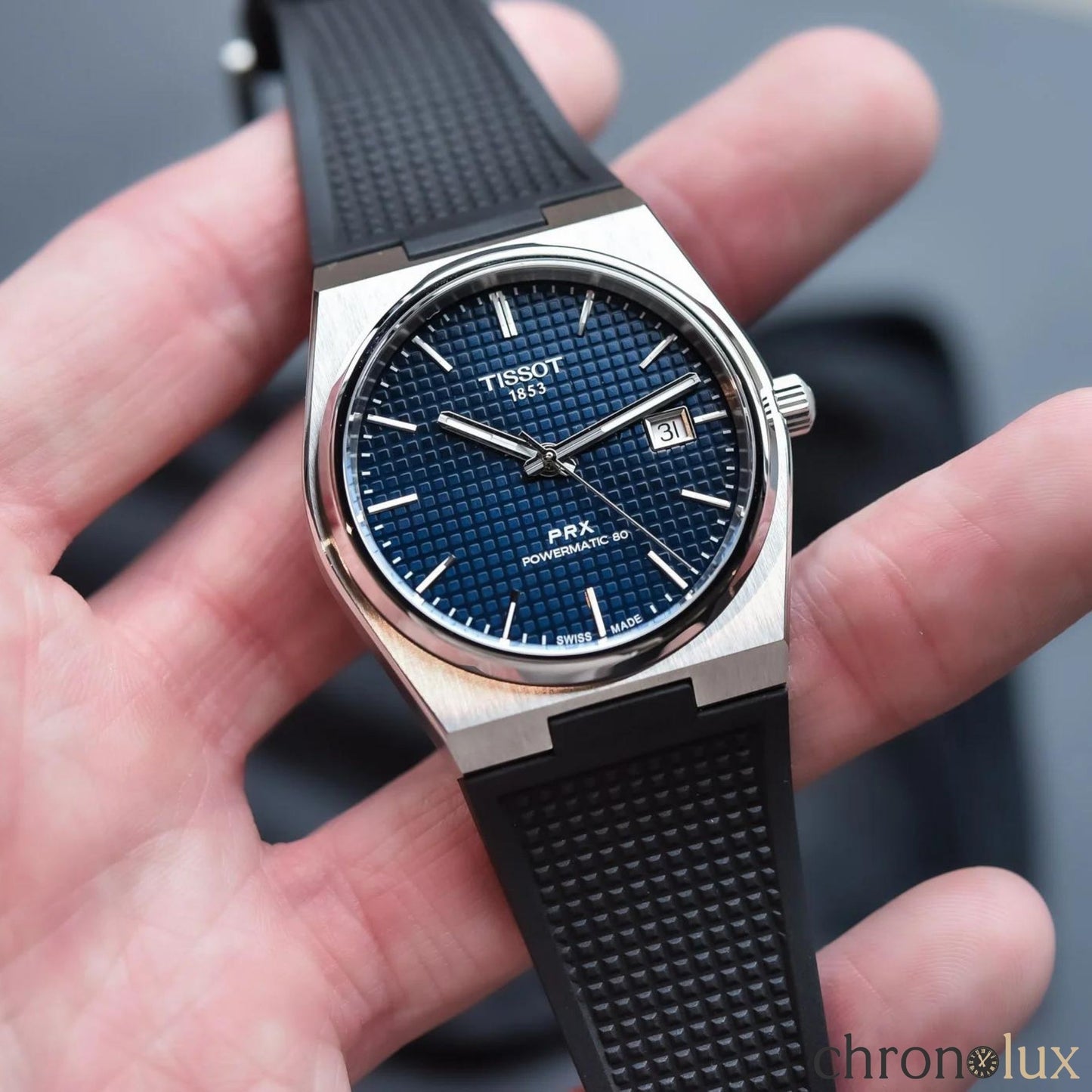 TISSOT PRX POWERMATIC RUBBER 40MM - BLUE