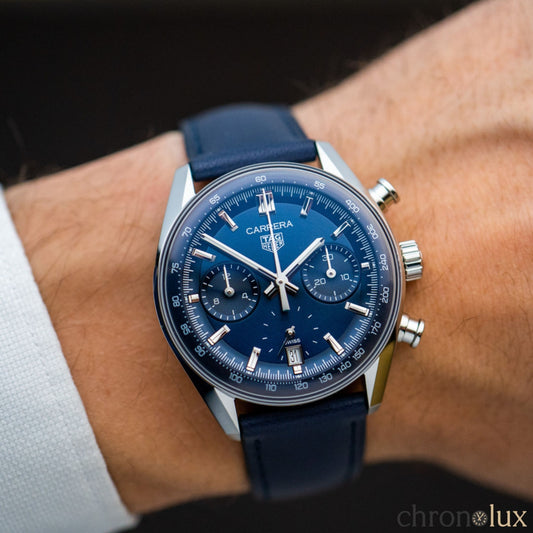 TAG HEUER CARRERA CHRONOGRAPH LEATHER - BLUE